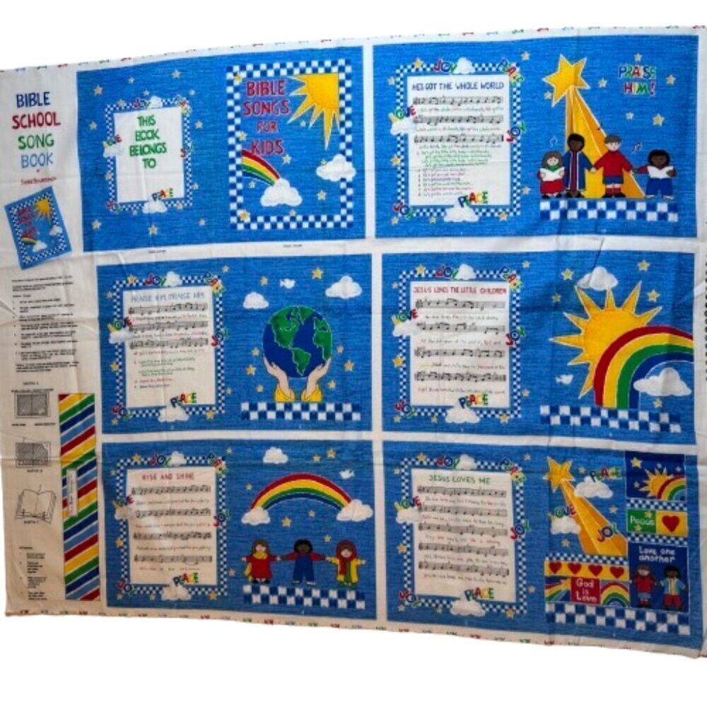 Fabric Craft Panel Material - Book Panel Christian He's Got the Whole World #151